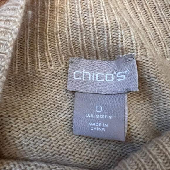 Chico’s Cashmere-Blend Embroidered Cheetah Tan Sweater Sz 0 - Picture 5 of 7